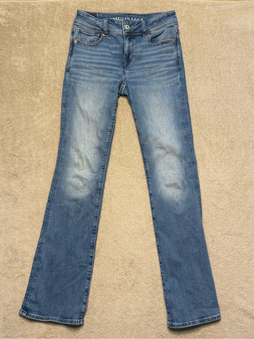 American Eagle Size 2 Next Level Stretch Kick Boot Jeans | Medium Wash